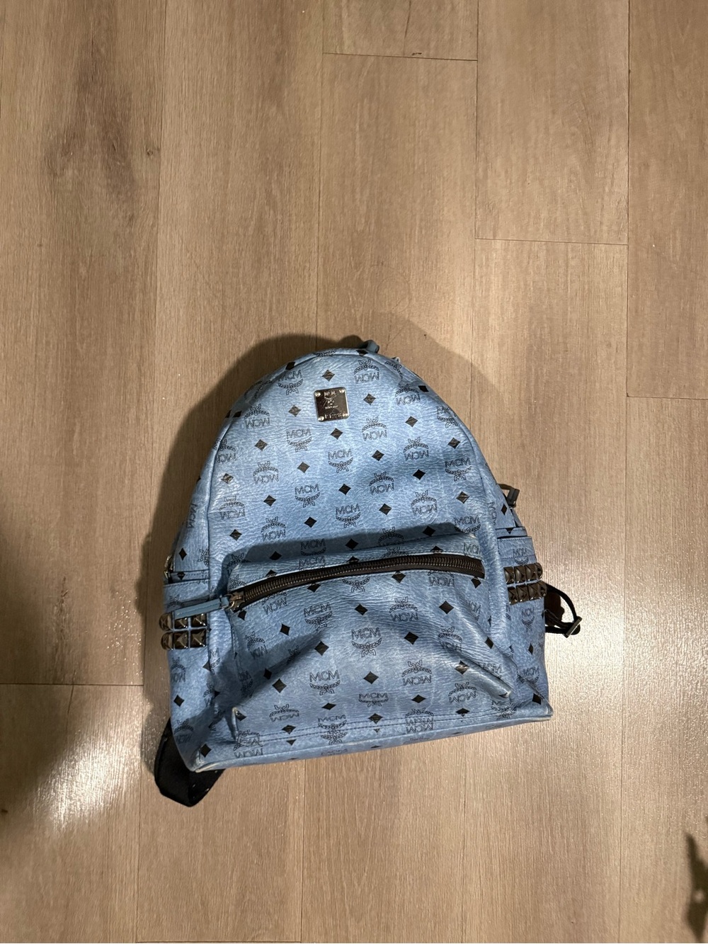 MCM Stark Side Studs Backpack Medium Munich Blue Visetos Coated Canvas Size M